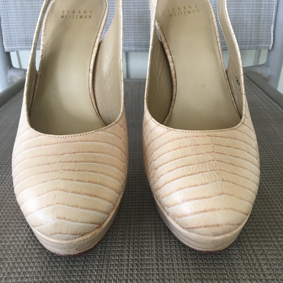 NEW Stuart Weitzman Snake Leather Platform Closed Toe Pumps - Picture 7 of 10